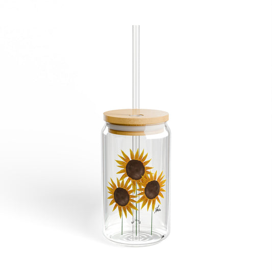 Sunflower Sipper Glass, 16oz